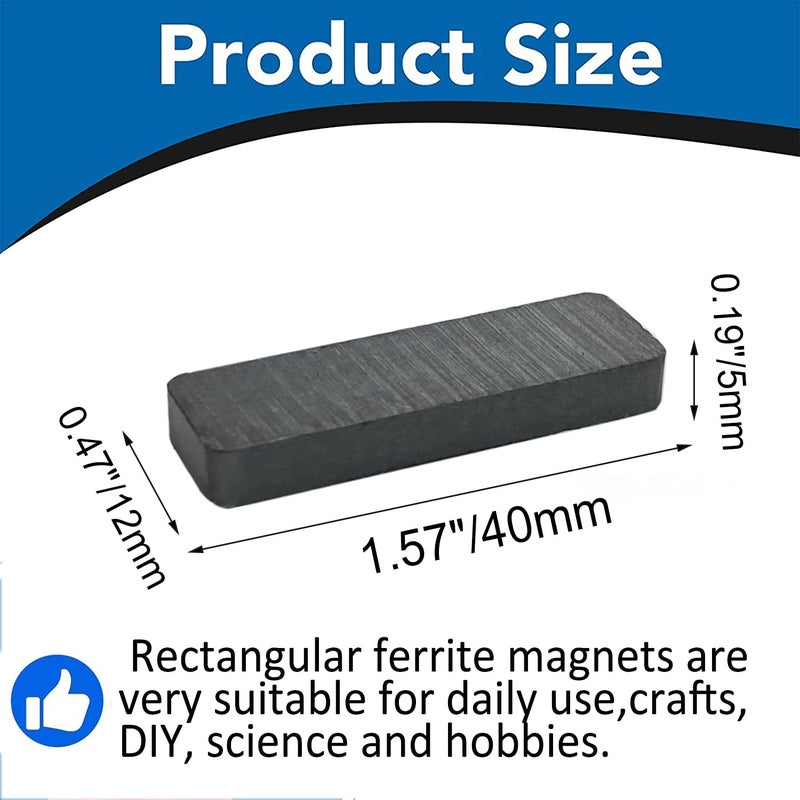 AOAUTO Ceramic Magnets 1 3/5" x 1/2" x 1/5" Rectangular Magnets Heavy Duty Blocks Grade 8 Ceramic Rectangular Bar Magnet for Crafts,DIY, Science and Hobbies(30 Pack) - Image 3